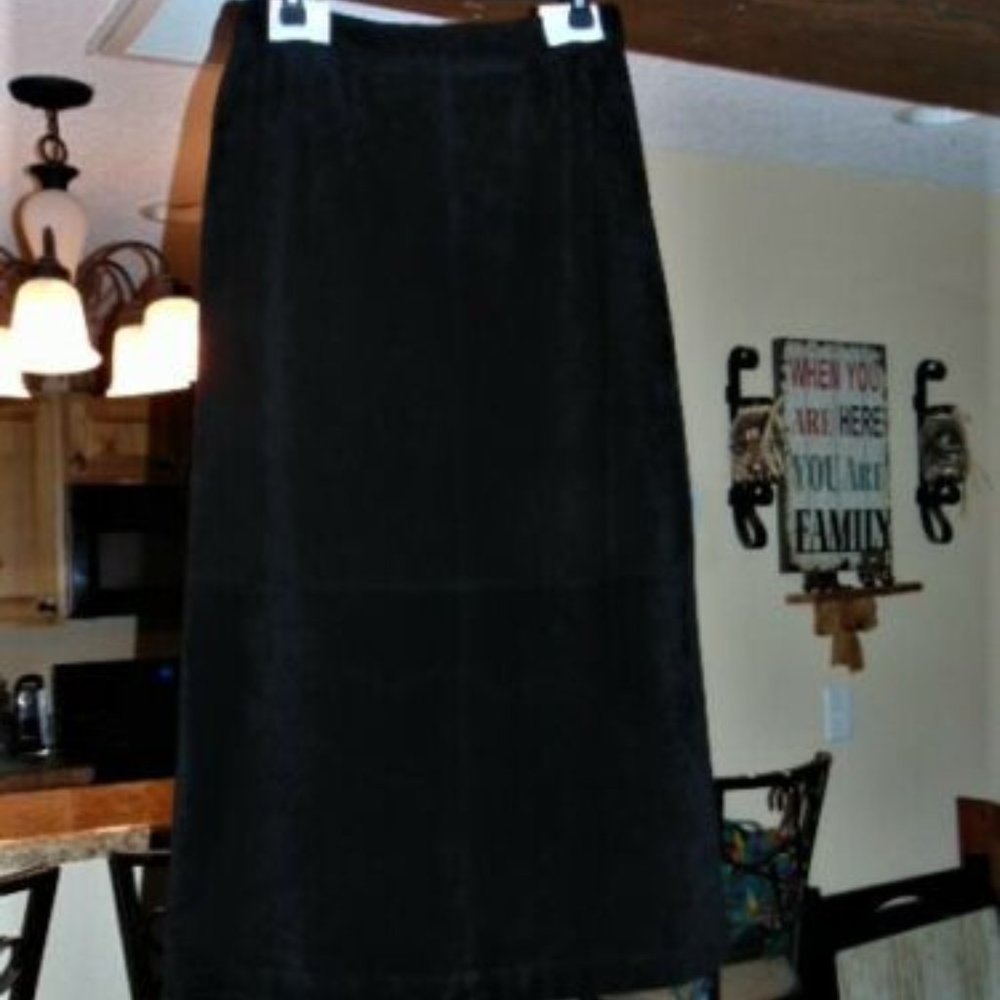 Lord Taylor 8 Leather Skirt Black Suede Long Maxi